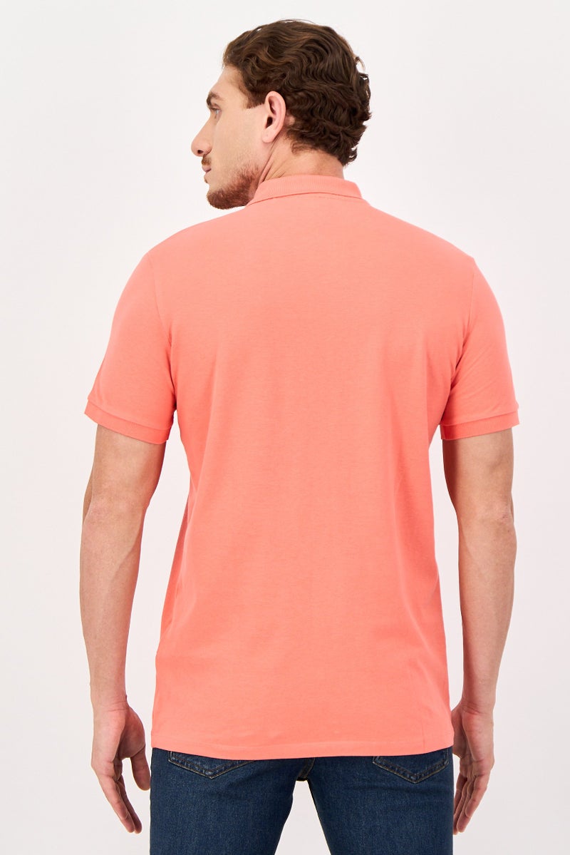 U.S. Polo Assn. Men Regular Fit Short Sleeve Embroidered Logo Polo Shirt, Vermilion - Image 3